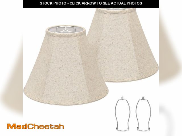 Lot 74-12969897 - Bell Lamp Shades Set of 2, 6"Top x 13"Bottom x 10"High, Beige Shade Replacement for Table Lamps, Flo...