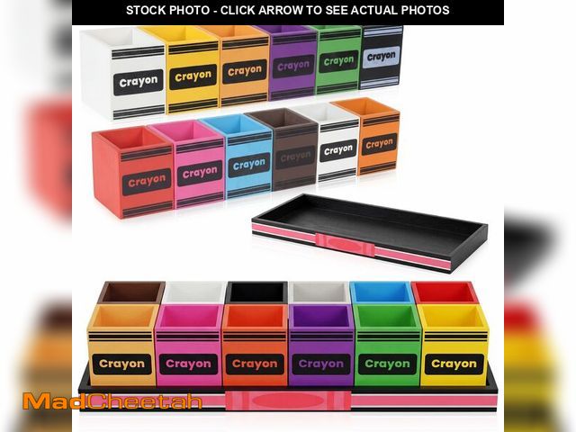 Lot 74-14269796 - Maitys 13 Pcs Crayon Holder Organizer Set 12 Cups on 1 Stand Wooden Colored Pen Holder Crayon Dispen...