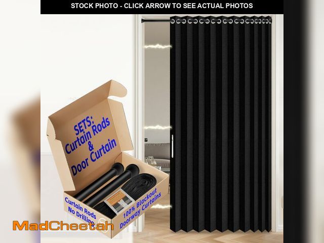 Lot 74-13947218 - AJAZZ Blackout Accordion Door with Curtain Rods Included, Invisible Folding Doors Interior Magnetic ...
