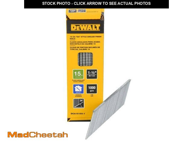 Lot 74-13691557 - DEWALT 1-1/2 in. x 15-Gauge DA 34-Degree Bright Finish Nails (1000-Pack) - UNUSED
