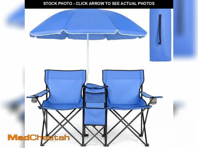 Lot 74-14287053 - COWIN Outdoor Foldable Picnic Double Chair ,Camping Chairs with Umbrella Camping Double Portable Cha...