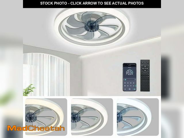 Lot 74-12550041 - LISUNAR Ceiling Fans with Lights,20" Low Profile Ceiling Fan with Light,Dimmable LED Ceiling Fan,Mod...