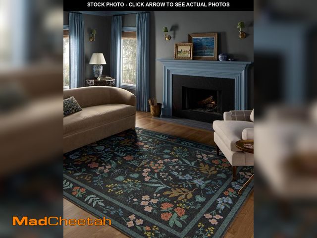 Lot 74-12260449 - Loloi Rifle Paper Co. Rosa Collection RSA-03 Navy 7'-6" x 9'-6" Area Rug - UNUSED