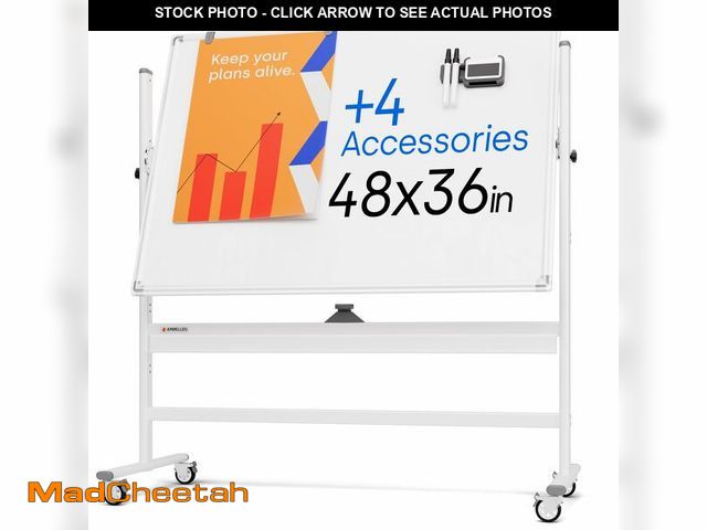 Lot 74-13641739 - Rolling Dry Erase Board 48 x 36 - Large Portable Magnetic Whiteboard with Stand - Double Sided Easel...