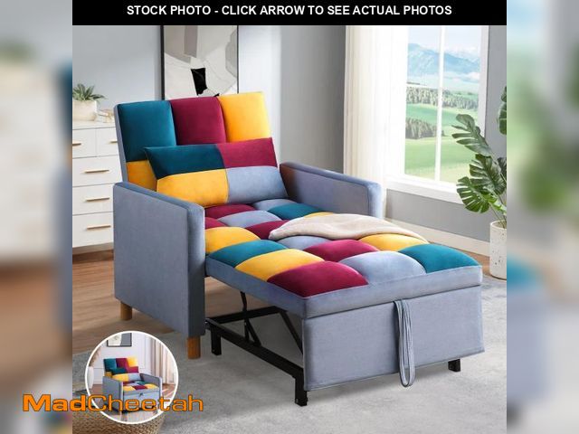 Lot 74-12201012 - SumKea 70'' Convertible Chair Bed, Extra Long Teddy Fabric Single Pull Out Sofa, 4 in 1 Adult Sleepi...