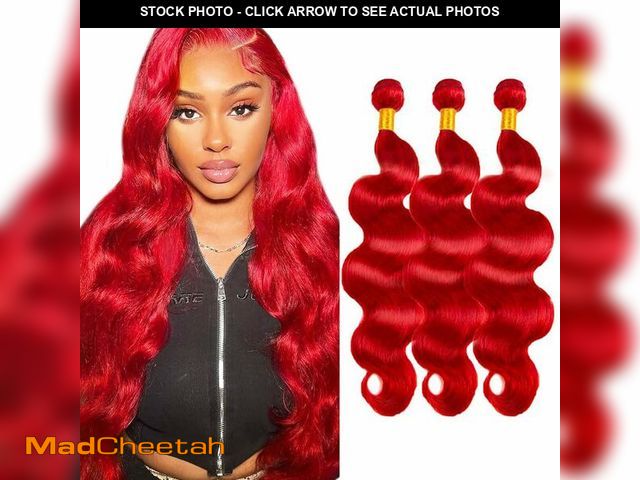 Lot 74-14271697 - Red Human Hair Bundles Red Body Wave Bundles 20 22 24 Inch Unprocessed Brazilian Virgin Remy Hair Bu...