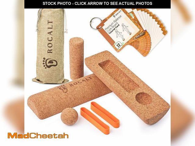 Lot 74-13719299 - Rocalt Cork Balance Board, Premium Cork 4-in-1 Foot &amp; Ankle Strengthener Kit, Balance Trainer wi...