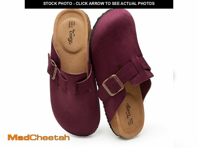 Lot 74-14303147 - Trary Suede Clogs for Women Potato Shoes with Cork Footbed Memory Foam Clogs Comfortable Slip On Wom...