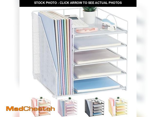 Lot 74-12217765 - LEKETREE Desk Organizers and Accessories, 5-Tier Paper Letter Tray Organizer with File Holder, Deskt...