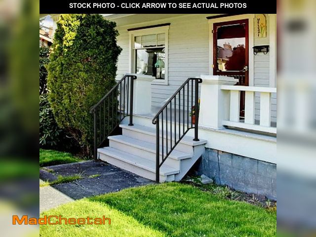 Lot 74-12764444 - Ktaxon Galvanized Iron Handrail for Outdoor 3-4 Step Stairs, Powder Coated, Matte Black - UNUSED