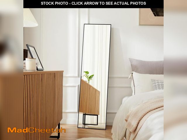Lot 74-12166203 - COZIFURNI 16Ãâ59 Floor Mirror Full Length Wall Standing Leaning or Mounted, Black Rectangular Ful...