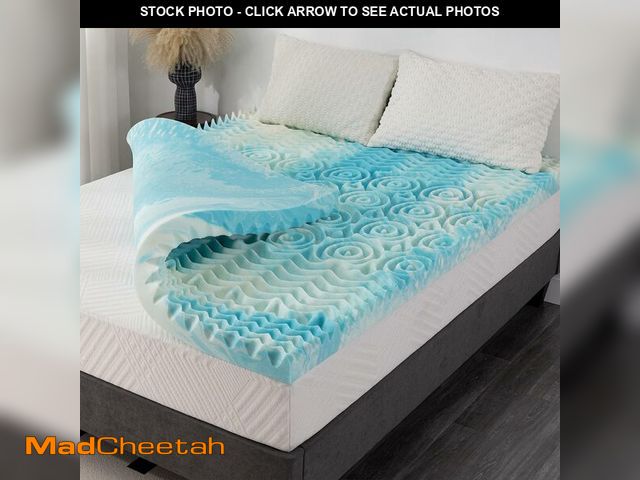 Lot 74-13331208 - 2 Inch 5-Zone Queen Memory Foam Mattress Topper, Gel Infused Foam Mattress Topper for Pressure Relie...