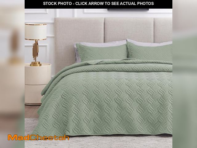 Lot 74-12438900 - Love's cabin Quilts for Queen Bed Sage Bedspreads Bedding Set - Summer Lightweight Bedspread Comfort...