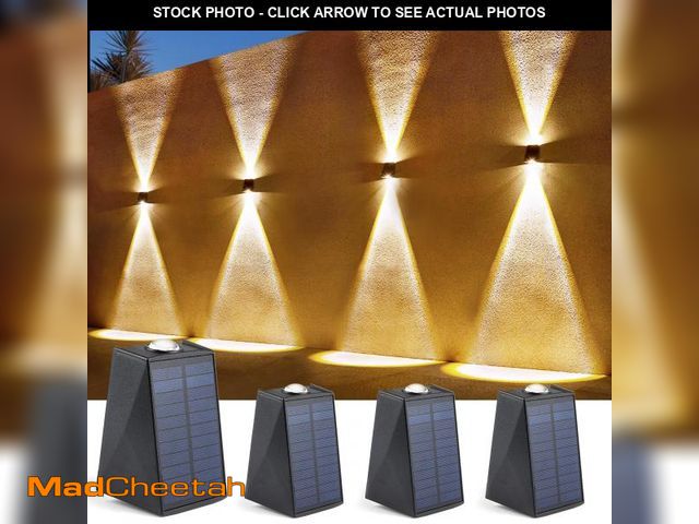 Lot 74-12309645 - LUHLEE Solar Wall Lights Outdoor, Upgrade 2000mAh Wall Sconce IP65 Waterproof, Wall Mounted Solar Ou...
