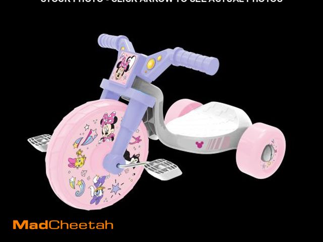 Lot 74-12491162 - (MISSING STICKERS) Fly Wheel Minnie Mouse Junior Cruiser Tricycle with 10 inch Front Wheel Child 2 t...