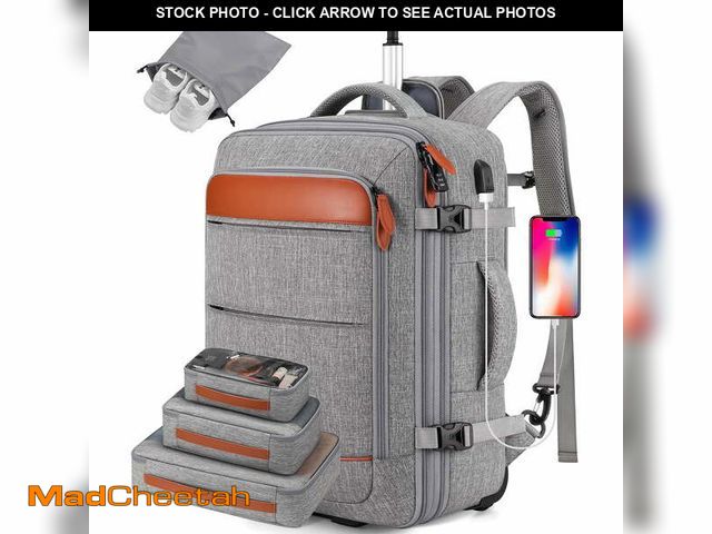 Lot 74-14436355 - UKEIN Rolling Backpack for Adults Backpack with Wheels with USB Charging Port &amp; Combination Lock...