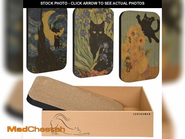 Lot 74-12714101 - LESISSMER Art Cat Scratcher, 3 Packs Wall-Mountable Art Cat Scratching Board with Box, Cat Wall Scra...