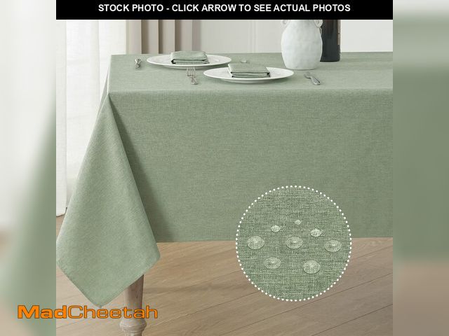 Lot 74-12608764 - Veblandy Rectangle Tablecloth Linen Textured Waterproof &amp; Stain Resistant Table Cloth Wrinkle Fr...