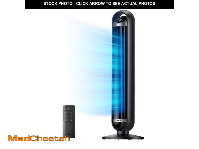 Lot 74-13691675 - DREO 36 in. Tower Fan, 8 Speed, DC Motor, 25 DB Quiet 90ÃâÃÂ° Oscillating with Remote in Black -...