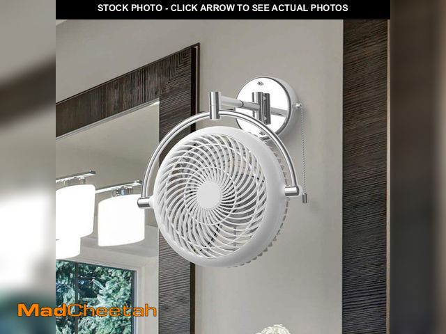 Lot 74-13560515 - 10 in. W 2-Speeds Wall Fan in White with Pull Chain Control 180-Degree Oscillate - UNUSED