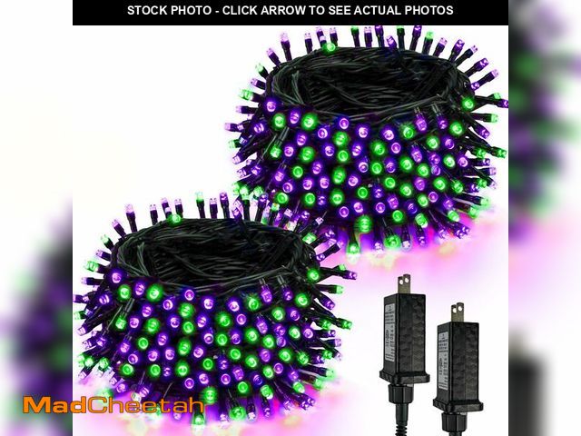 Lot 74-12708386 - 2-Pack 66FT 200 LED Extendable Halloween String Lights, Purple and Green Halloween Decorations Outdo...