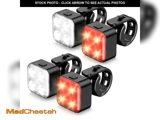 Lot 74-12212782 - Akale Bike Lights Set, Rechargeable Bicycle Lights Front and Rear, 4 Light Mode Options, Bike Headli...