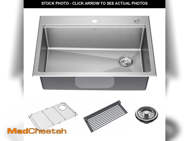 Lot 74-13667485 - Delta Emery Stainless Steel 30 in. Single Bowl Undermount/Drop-In Workstation Kitchen Sink with Acce...