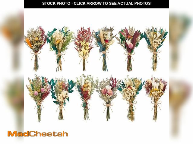 Lot 74-14144689 - ARQRHTLY 12/24PCS Handmade Dried Flower Bouquet with Stems Natural Dried Wildflowers 7.5 Inch Mini D...