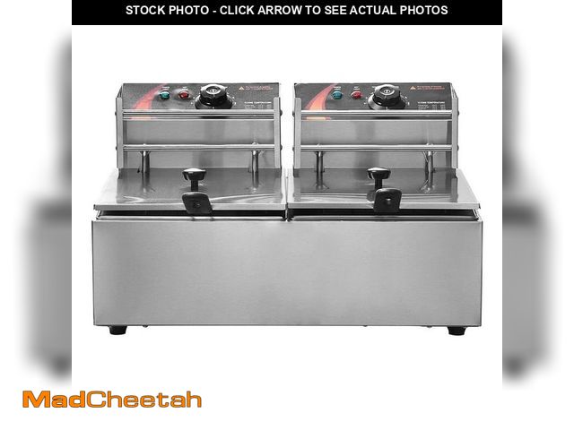 Lot 74-14254679 - SKYSHALO 18.2 qt. Capacity, Silver, Deep Fryer, Commercial Electric Deep Fryer, Removable Lid, Adjus...