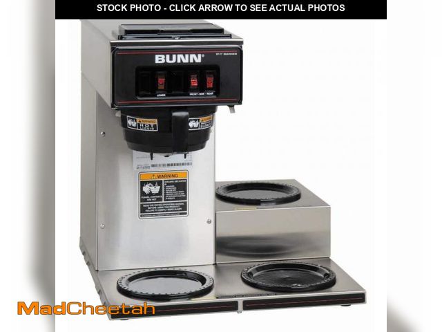 Lot 74-12462841 - Bunn VP17-3 3L 12-Cup Commercial Coffee Maker, 3 Lower Warmers, 13300.0003 - UNUSED