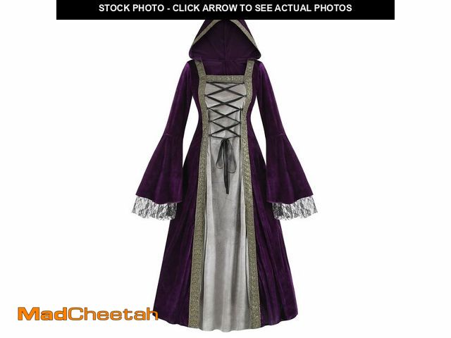Lot 74-13966215 - TOONRAIN Medieval Palace Hooded Dress for Women Renaissance Vintage Costume(Classic Purple Grey,X-La...