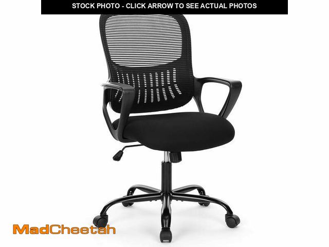 Lot 74-13778043 - edx Desk Chair with Ergonomic Lumbar Support for Home, Office, Bedroom, 250lbs, Black - UNUSED