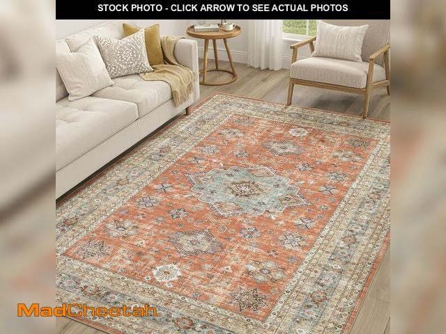 Lot 74-14610424 - cotiled 9x12 Area Rug for Living Room, Washable, Traditional, Orange - UNUSED