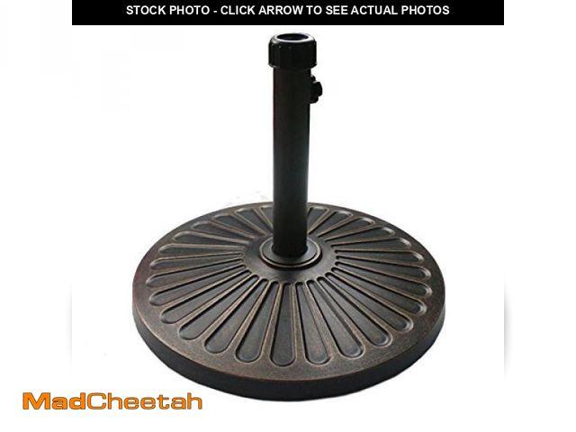 Lot 74-12398685 - (MISSING POLE) Sunnyglade 18" 30.2-lbs Heavy Duty Round Antiqued Umbrella Base for Patio, Outdoor - ...