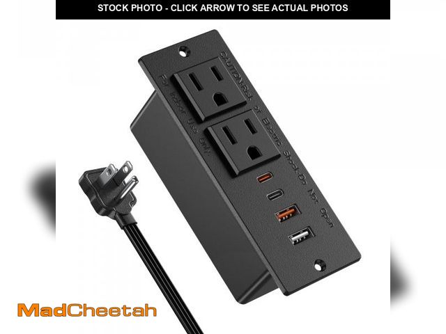 Lot 74-12312161 - Recessed Power Strip with 30W USB C,Ultra Thin Flat Plug Power Strip,2 Outlets 4 USB Ports,Furniture...