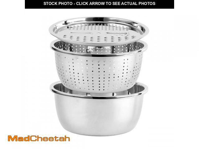 Lot 74-12434619 - COOK WITH COLOR Stainless Steel Mixing Bowls Set - Nesting Bowls with Non-Slip Bottom and Easy-Grip ...