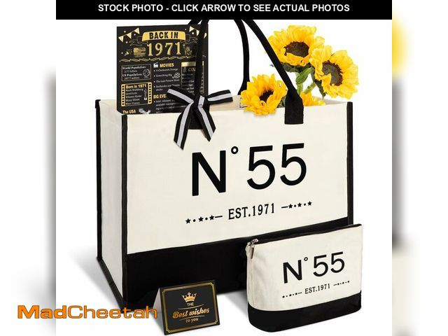 Lot 74-14155159 - YeohJoy 55th Birthday Gifts for Women Reusable Grocery Bag, Unique 55 Years Old Birthday Gifts for A...