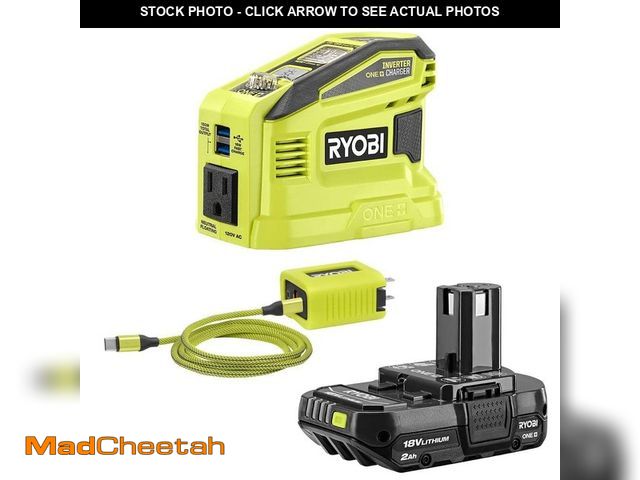 Lot 74-14246302 - RYOBI 18V ONE+ 150-Watt Portable Battery Inverter Power Source and Charger for 18V ONE+ Batteries wi...