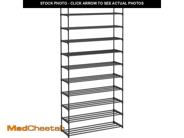 Lot 74-13041712 - SONGMICS Shoe Rack, 10-Tier Shoe Organizer, Metal Storage Shelf, Upright or Upside Down, for 44-55 P...