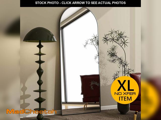 Lot 74-13055843 - BEAUTYPEAK 65.1"x 25" Arched Full Length Floor Mirror Full Body with Stand,Black - UNUSED