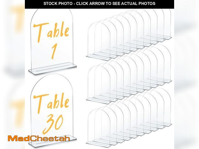 Lot 74-13544640 - Juexica 30 Packs 5x7 Inch Clear Acrylic Arch Sign - Blank DIY Table Numbers with Stand for Weddings,...