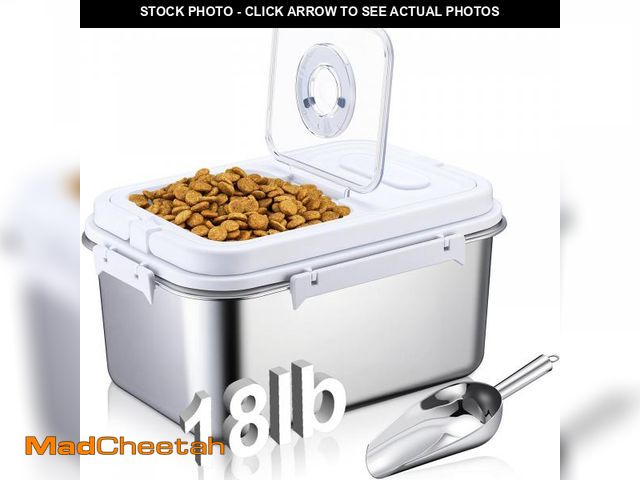 Lot 74-12216708 - Honeydak 18 Lbs/8 Kg Stainless Steel Dog Food Storage Container with Silicone Airtight Lid with Scoo...