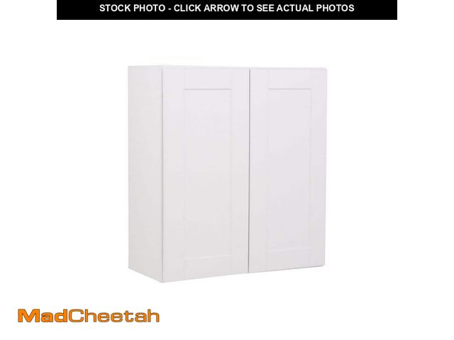 Lot 74-13648054 - Hampton Bay Shaker 27 in. W x 12 in. D x 30 in. H Assembled Wall Kitchen Cabinet in Satin White - UN...