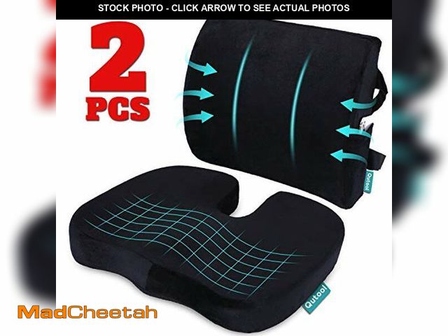 Lot 74-10956131 - Orthopedic Memory Foam Seat Cushion and Lumbar Support for Office Chairs - Relieves Back Pain - UNUS...