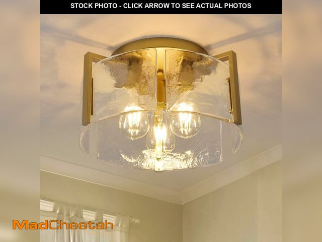 Lot 74-14478489 - MIAYBPH Gold Semi Flush Mount Ceiling Light Fixture, 14-Inch Farmhouse Modern Flush Mount Light Glas...