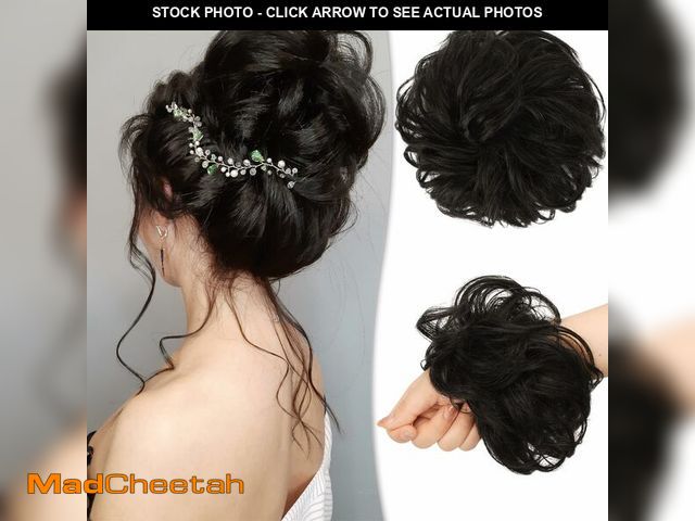 Lot 74-12881391 - RUWISS Messy Bun Hair Piece Human Hair Messy Rose Bun Hair Buns Hair Piece for Women Real Hair Scrun...