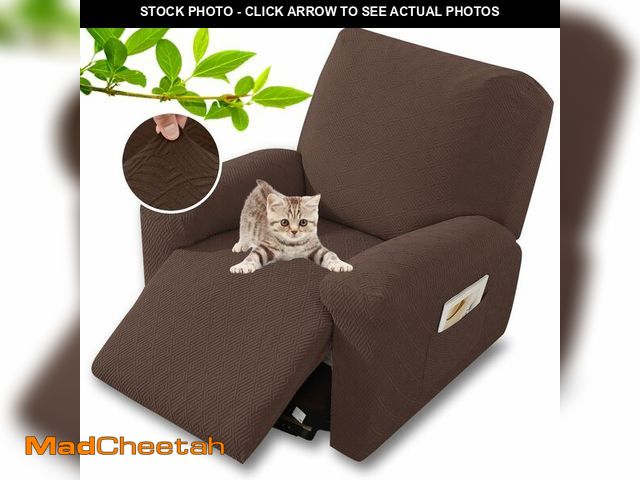 Lot 74-14066587 - XINEAGE Stretch Recliner Chair Covers 4 Piece Recliner Covers with Storage Pockets Soft and Washable...