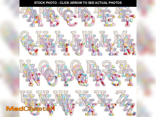 Lot 74-14204930 - 104 Pcs Pearls Rhinestone English Patches A-Z Glitter Pearl Sew on Patches Iron on Letters for Cloth...