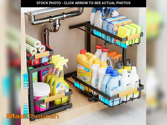 Lot 74-13711746 - ADBIU Under Sink Organizer 2 Pack, 2 Tier Pull Out Cabinet Organizer with Expandable Height (13.2"-1...