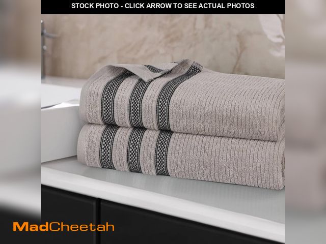 Lot 74-12422135 - Superior Zero Twist Cotton Ribbed Geometric Bath Sheet Set of 2, Gray - UNUSED
